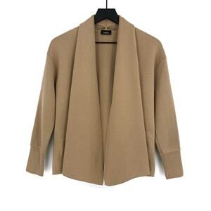 AKRIS Draped Wool and Mulberry Silk-Blend Cardigan Sand 4